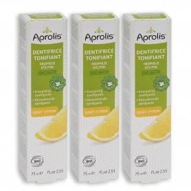 Photo Lot de 3 Dentifrices Tonifiant goût Citron 75ml Bio Aprolis